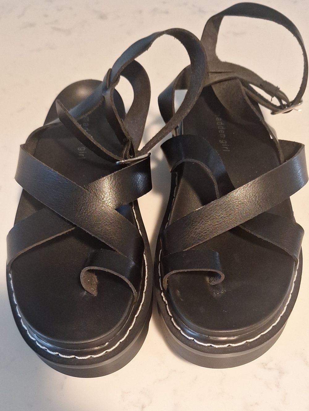 Black Strappy Platform Sandals - Madden Girl Size 8